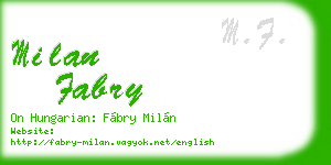 milan fabry business card